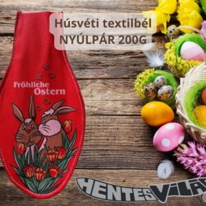 Húsvéti textilbél tojás alakú ,nyúlpár mintával 200g